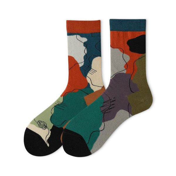 men's socks 1 pair female couple mid-high tube contrast color irregular street skateboard spring and summer cotton tide, Black
men's socks 1 pair female couple mid-high tube contrast color irregular street skateboard spring and summer cotton tide, Black