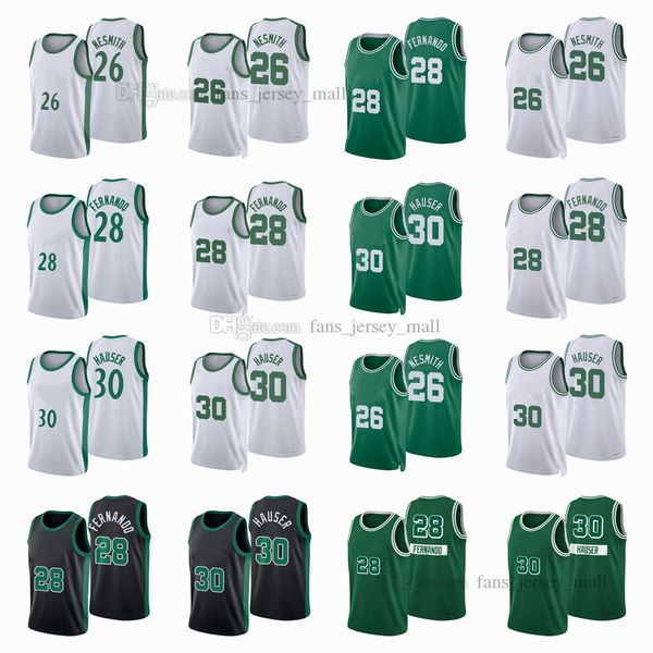printed city basketball jerseys aaron 26 nesmith bruno 28 fernando sam 30 hauser jersey color white green black, Black;red
printed city basketball jerseys aaron 26 nesmith bruno 28 fernando sam 30 hauser jersey color white green black, Black;red