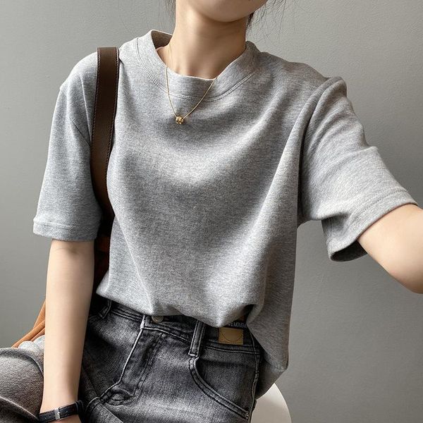 women's t-shirt o-neck short sleeve basic t shirt women solid loose fitting casual ropa plus size mujer 2021 summer simple all match fe, White
women's t-shirt o-neck short sleeve basic t shirt women solid loose fitting casual ropa plus size mujer 2021 summer simple all match fe, White
