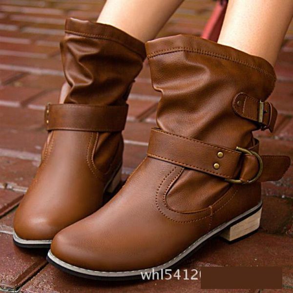 boots fashion medium military women buckle artificial leather patchwork shoes sapatos mulheres conforto, Black
boots fashion medium military women buckle artificial leather patchwork shoes sapatos mulheres conforto, Black