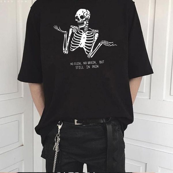 women's t-shirt no flesh brain skull funny t shirt printed women cotton short sleeve lamort streetwear halloween tees hipster top, White
women's t-shirt no flesh brain skull funny t shirt printed women cotton short sleeve lamort streetwear halloween tees hipster top, White