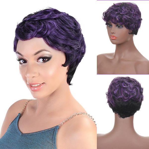 synthetic wigs 6 inch short black purple african wig suitable for women heat resistant 
synthetic wigs 6 inch short black purple african wig suitable for women heat resistant