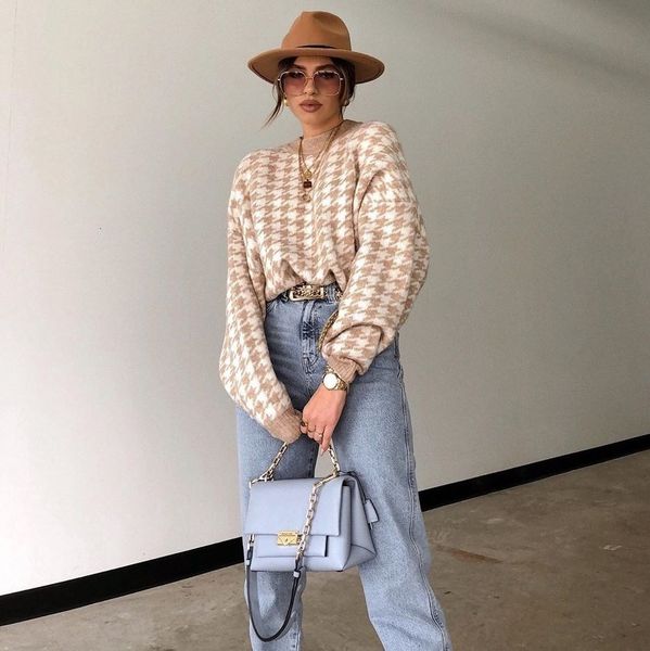 knitted geometric khaki women casual houndstooth lady pullover sweater female autumn winter retro j ros2, White;black
knitted geometric khaki women casual houndstooth lady pullover sweater female autumn winter retro j ros2, White;black