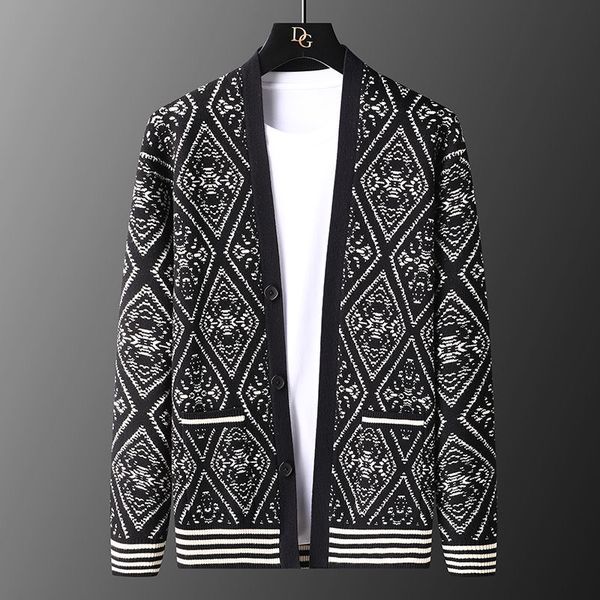 vintage knitted cardigan mens new sweater coat v-neck jacquard ethnic mens cardigan, White;black
vintage knitted cardigan mens new sweater coat v-neck jacquard ethnic mens cardigan, White;black
