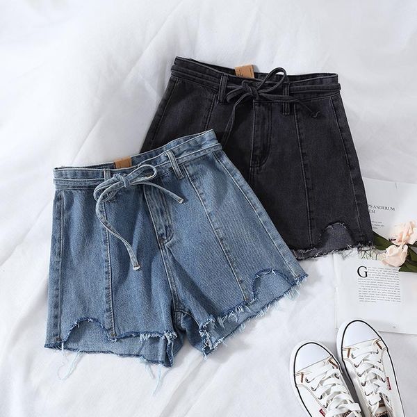 women's shorts retro chic female student korean of loose high-waist hollow broad-legged jeans denim, White;black
women's shorts retro chic female student korean of loose high-waist hollow broad-legged jeans denim, White;black