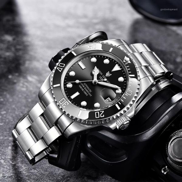 design men automatic mechanical wristwatch stainless steel diver watch ceramic bezel watches relogio masculino 2021 wristwatches, Slivery;brown
design men automatic mechanical wristwatch stainless steel diver watch ceramic bezel watches relogio masculino 2021 wristwatches, Slivery;brown