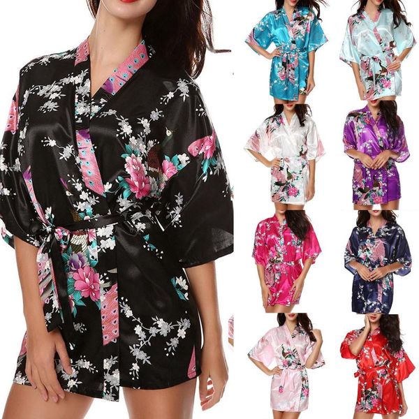 women's sleepwear women night robes simulation silk satin bath robe floral print bride fashion gown lingerie summer, Black;red
women's sleepwear women night robes simulation silk satin bath robe floral print bride fashion gown lingerie summer, Black;red
