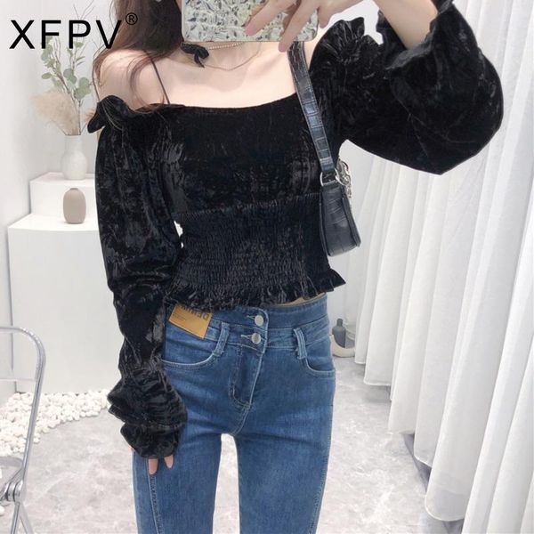 women's blouses & shirts xfpv 2021 spring autumn fashion pleated fit slim high waist short open navel women's off shoulder long sle, White
women's blouses & shirts xfpv 2021 spring autumn fashion pleated fit slim high waist short open navel women's off shoulder long sle, White
