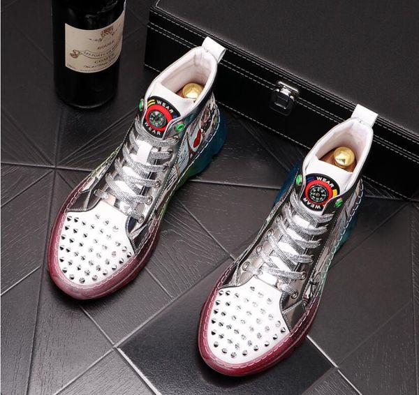new white graffiti shoes men casual shoes fashion printed mens loafers rivets toe runway shoes high lace up mens sneakers, Black
new white graffiti shoes men casual shoes fashion printed mens loafers rivets toe runway shoes high lace up mens sneakers, Black