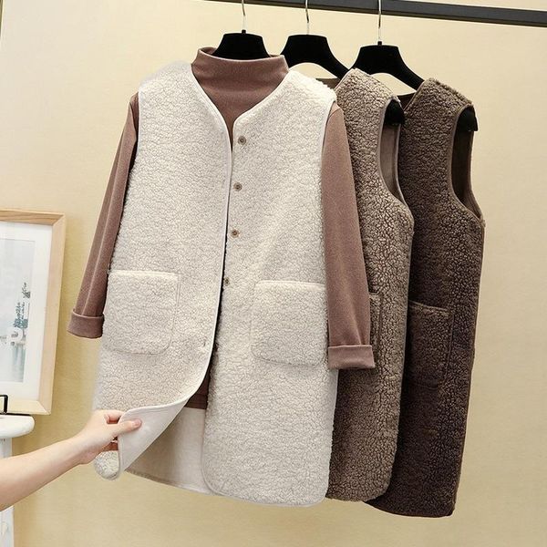 women's vests lugentolo fur vest women lambswool sleeveless jacket korean fashion loose wild single breasted pocket woman, Black;white
women's vests lugentolo fur vest women lambswool sleeveless jacket korean fashion loose wild single breasted pocket woman, Black;white