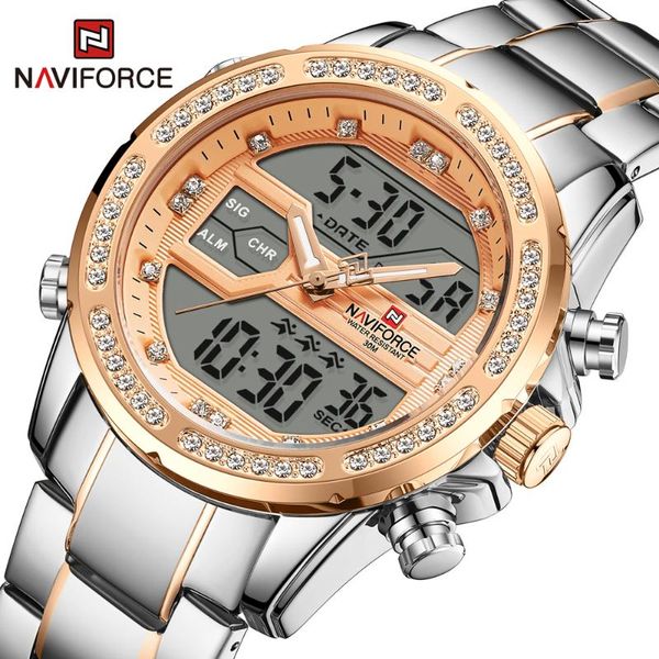 wristwatches naviforce luxury mosaic crystal quartz watches fashion dual display digital clock stainless steel waterproof chronograph-clock, Slivery;brown
wristwatches naviforce luxury mosaic crystal quartz watches fashion dual display digital clock stainless steel waterproof chronograph-clock, Slivery;brown