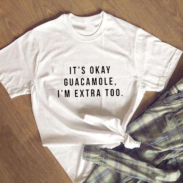 women's t-shirt funny guacamole gift pink it's okay i' extra too shirt tumblr graphic tee trendy clothing, White
women's t-shirt funny guacamole gift pink it's okay i' extra too shirt tumblr graphic tee trendy clothing, White