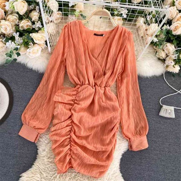 feminine dress autumn fashion women's v neck pleated short slim high street solid color package hip vestidos p084 210527, Black;gray
feminine dress autumn fashion women's v neck pleated short slim high street solid color package hip vestidos p084 210527, Black;gray