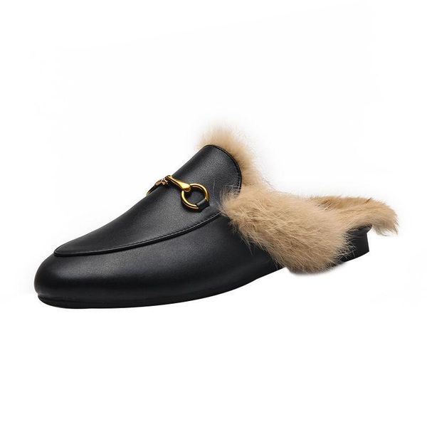 slippers women's shoes fashion cowhide hair wear horse rank buckle flat bottom warm muller, Black
slippers women's shoes fashion cowhide hair wear horse rank buckle flat bottom warm muller, Black