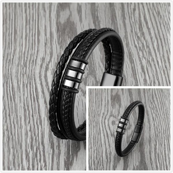 charm bracelets 2021 simple and fashionable couple stainless steel bracelet 3-layer single-layer black leather rope, Golden;silver
charm bracelets 2021 simple and fashionable couple stainless steel bracelet 3-layer single-layer black leather rope, Golden;silver