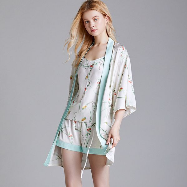 yaoting ice silk pajamas women's summer silk plant flower suspender nightgown women's three piece suit 1719, Black;red
yaoting ice silk pajamas women's summer silk plant flower suspender nightgown women's three piece suit 1719, Black;red