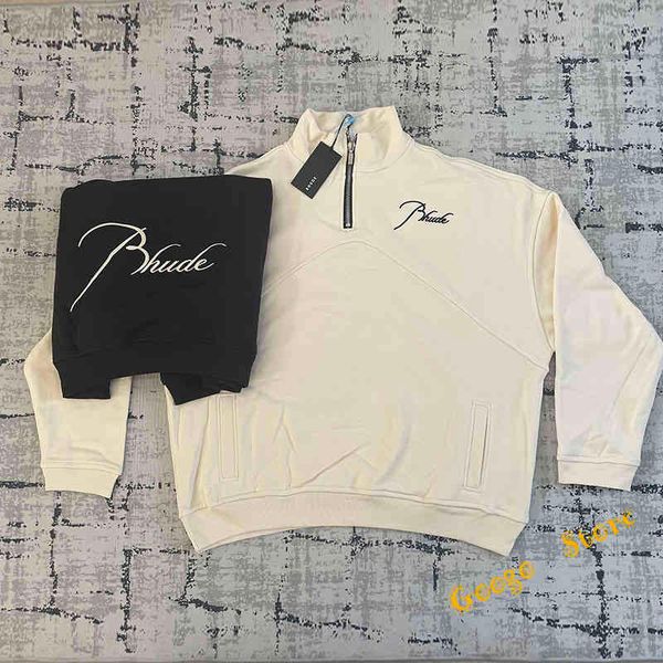 heavy fabric patchwork embroidery rhude sweatshirts men women 1:1 stand-up collar half zipper pullovers capsule zip hoodie, White;black
heavy fabric patchwork embroidery rhude sweatshirts men women 1:1 stand-up collar half zipper pullovers capsule zip hoodie, White;black