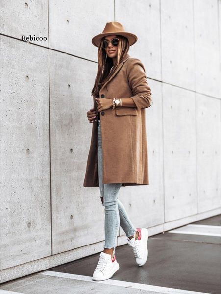 women jacket winter warm long sleeve button lapel coat mid-length overcoat women's clothing wool & blends, Black
women jacket winter warm long sleeve button lapel coat mid-length overcoat women's clothing wool & blends, Black