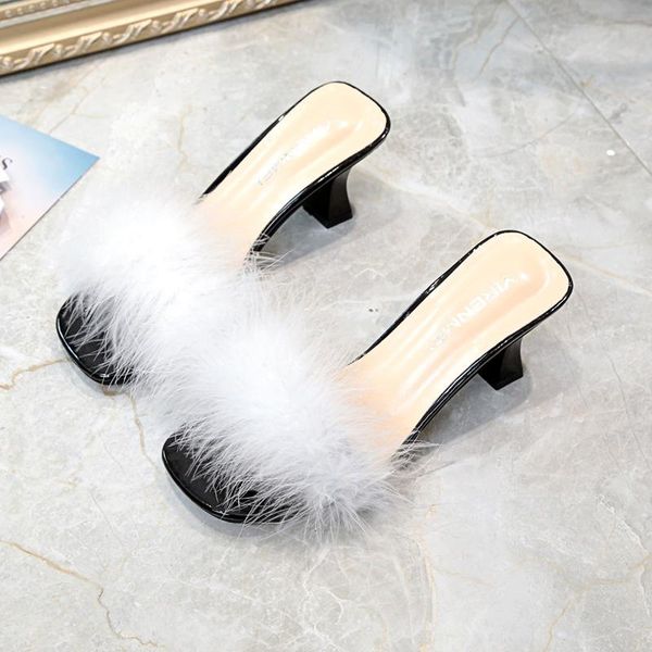sandals women's summer high-heeled shoes female students heeled hairy heels women, Black
sandals women's summer high-heeled shoes female students heeled hairy heels women, Black