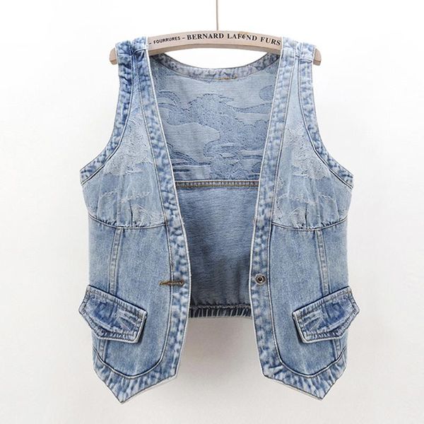 women's vests summer fashion pattern denim vest women student waistcoat korean slim short v-neck sleeveless jacket coat jeans female, Black;white
women's vests summer fashion pattern denim vest women student waistcoat korean slim short v-neck sleeveless jacket coat jeans female, Black;white