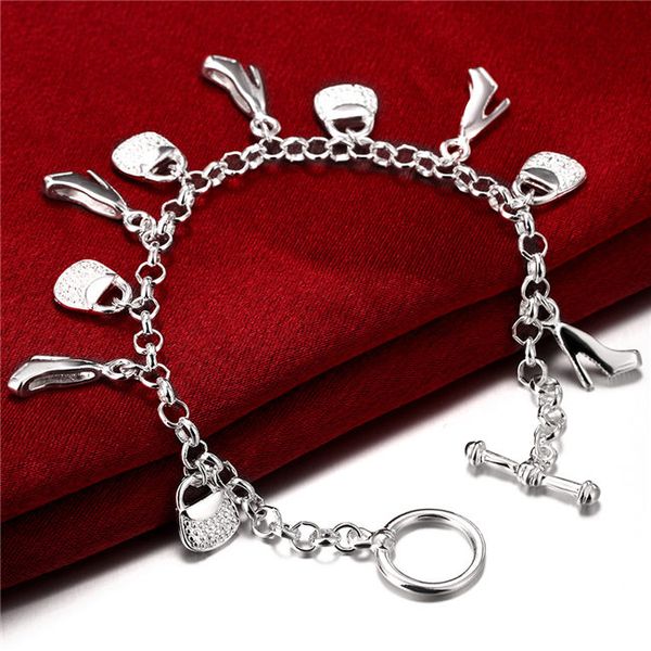 women's sterling silver plated bracelet,925 silver plate chains link bracelet jewelry mdsb108, Black
women's sterling silver plated bracelet,925 silver plate chains link bracelet jewelry mdsb108, Black