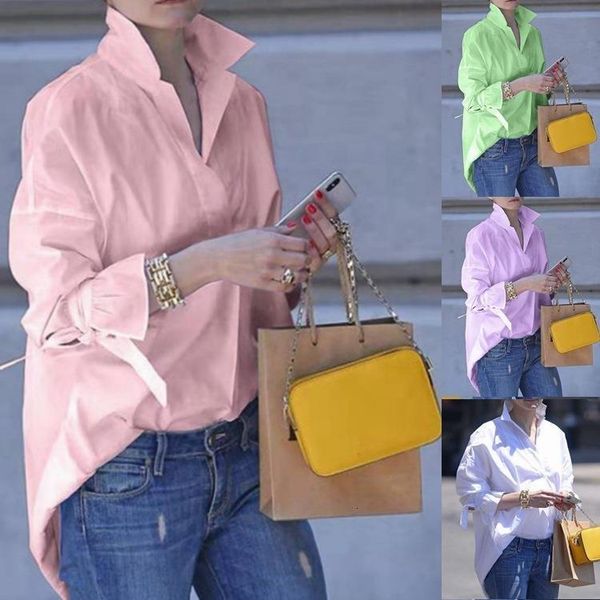large size fashion loose women blouse 2021 stand collar spring and summer blouses shirt solid color long sleeve lapel ladies shirt, White
large size fashion loose women blouse 2021 stand collar spring and summer blouses shirt solid color long sleeve lapel ladies shirt, White