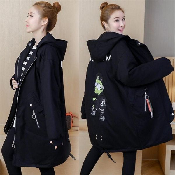 women's jackets pregnant cotton coat long winter clothes korean large size loose thick padded jacket cartoon embroidery hooded f2215, Black;brown
women's jackets pregnant cotton coat long winter clothes korean large size loose thick padded jacket cartoon embroidery hooded f2215, Black;brown