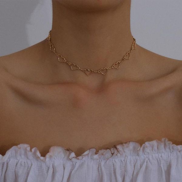 chokers lacteo korean sweet love heart chain choker necklace cute alloy clavicle charm jewelry for lover gifts, Golden;silver
chokers lacteo korean sweet love heart chain choker necklace cute alloy clavicle charm jewelry for lover gifts, Golden;silver