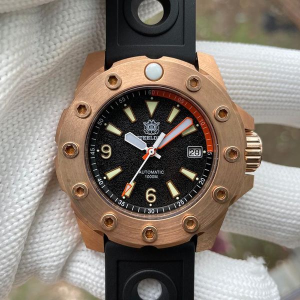 wristwatches steeldive 1948s bronze men's automatic watch nh35 movement 1000m waterproof sapphire luminous mechanic diving, Slivery;brown
wristwatches steeldive 1948s bronze men's automatic watch nh35 movement 1000m waterproof sapphire luminous mechanic diving, Slivery;brown