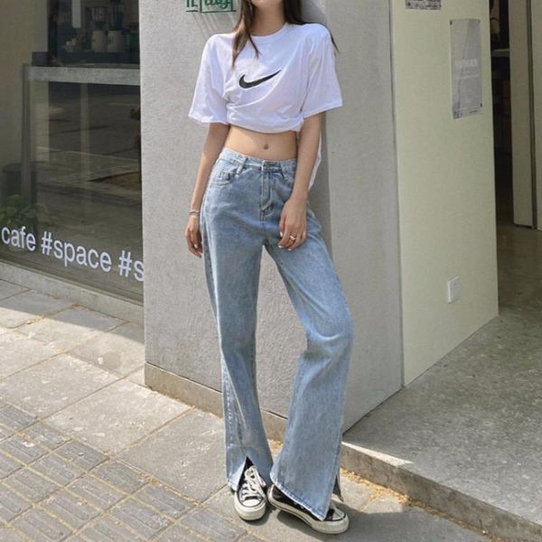 women's jeans loose straight wide-leg denim trousers autumn high waist thin split mopping street all-match, Blue
women's jeans loose straight wide-leg denim trousers autumn high waist thin split mopping street all-match, Blue