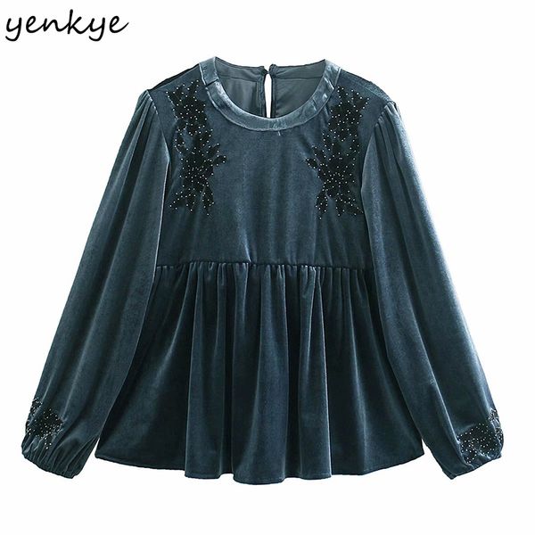 vintage blue embroidery veet blouse women o neck long sleeve streetwear new spring 2021 blusas g6mj, White
vintage blue embroidery veet blouse women o neck long sleeve streetwear new spring 2021 blusas g6mj, White