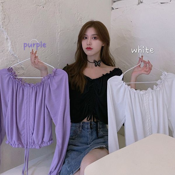 autumn clothing 2021 new style korean-style online celebrity shoulder long-sleeved t-shirt female sense of design frilled drawst, White
autumn clothing 2021 new style korean-style online celebrity shoulder long-sleeved t-shirt female sense of design frilled drawst, White