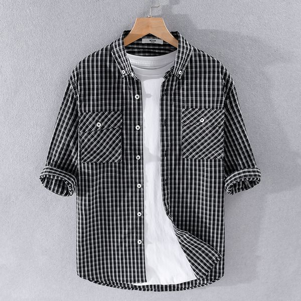 2021 summer new half-sleeve plaid cotton casual trendy shirts for men fashion comfortable shirt mens loose chemise 7vij, White;black
2021 summer new half-sleeve plaid cotton casual trendy shirts for men fashion comfortable shirt mens loose chemise 7vij, White;black