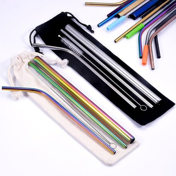 drinking straws reusable 4-piece set of stainless steel straight and curved with cleaning brush metal party bar accessories
drinking straws reusable 4-piece set of stainless steel straight and curved with cleaning brush metal party bar accessories