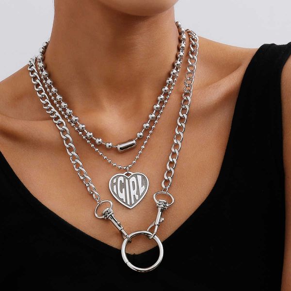 jewelry personalized bead chain multi-layer suit female heart-shaped pendant embossed letter necklace, Silver
jewelry personalized bead chain multi-layer suit female heart-shaped pendant embossed letter necklace, Silver