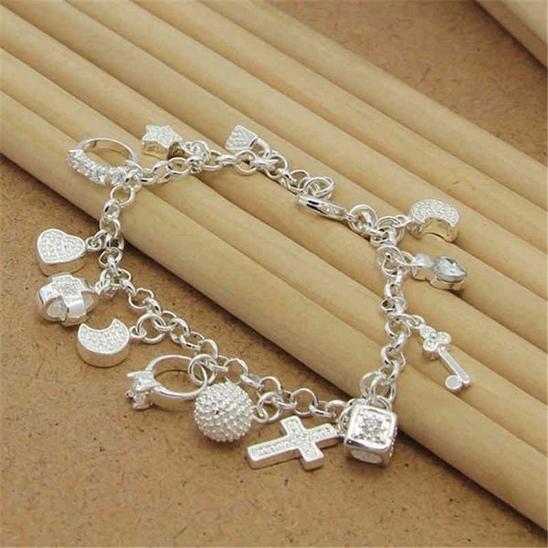 925 sterling silver bracelet with multiple pendant zircon bracelets for women's party charm jewelry gift, Golden;silver
925 sterling silver bracelet with multiple pendant zircon bracelets for women's party charm jewelry gift, Golden;silver