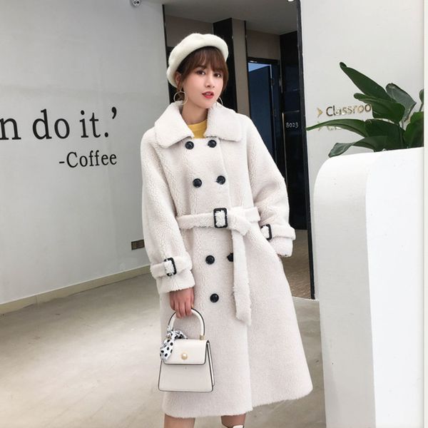 fashion women's coat 2021 new winter lapel lamb lambswool woolen nine sleeves thick with belt warm long length 9khl, Black
fashion women's coat 2021 new winter lapel lamb lambswool woolen nine sleeves thick with belt warm long length 9khl, Black