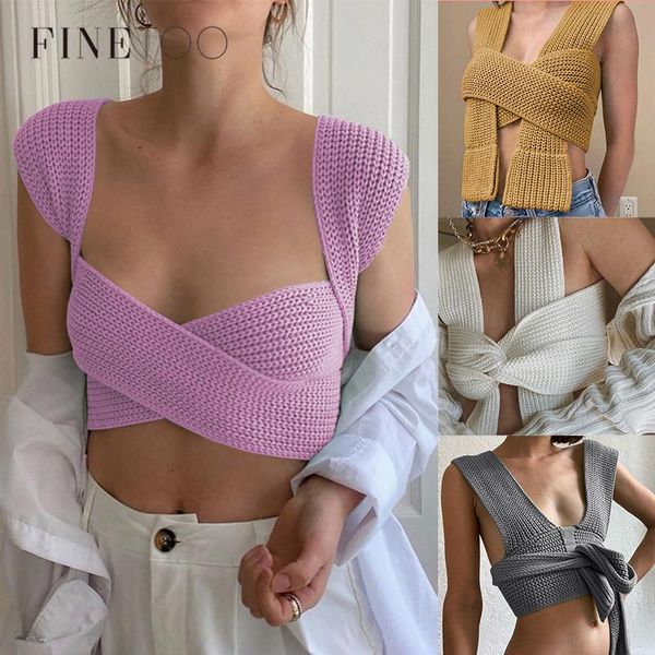 women's tanks & camis finetoo fall winter knitted crop sweaters sleeveless pullover female bandage sweater solid chic fashion women, White
women's tanks & camis finetoo fall winter knitted crop sweaters sleeveless pullover female bandage sweater solid chic fashion women, White
