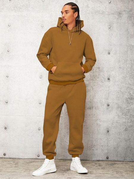 men drop shoulder kangaroo pocket hoodie & sweatpants l9z6#, Gray
men drop shoulder kangaroo pocket hoodie & sweatpants l9z6#, Gray