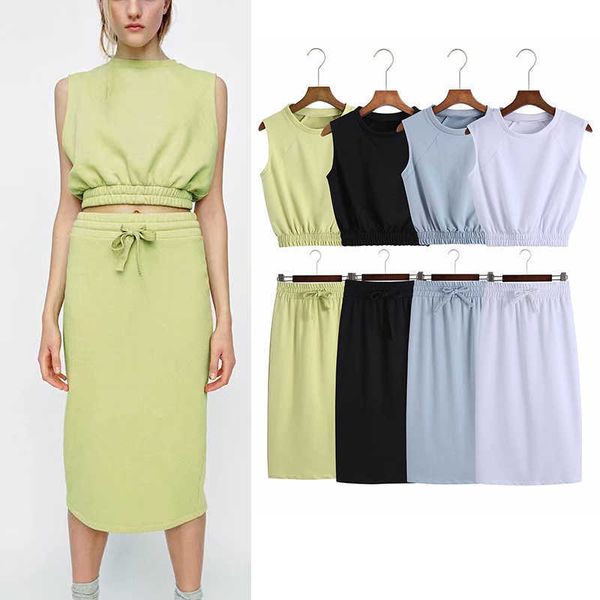 women suit 2-piece spring za fashion cotton o-neck slim youth skirt s casual chic s 210601, White
women suit 2-piece spring za fashion cotton o-neck slim youth skirt s casual chic s 210601, White