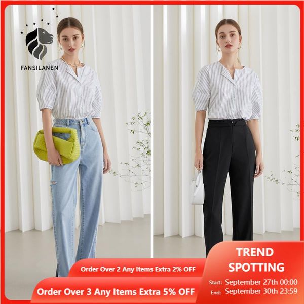 women's blouses & shirts fansilanen office lady white striped shirt female summer 2021 thin design niche chic french short-sleeved v-ne
women's blouses & shirts fansilanen office lady white striped shirt female summer 2021 thin design niche chic french short-sleeved v-ne