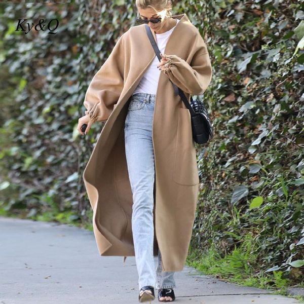 women's wool & blends fashion street oversize camel collarless overcoat double-sided long coat 2021 autumn winter women elegant windbre, Black
women's wool & blends fashion street oversize camel collarless overcoat double-sided long coat 2021 autumn winter women elegant windbre, Black