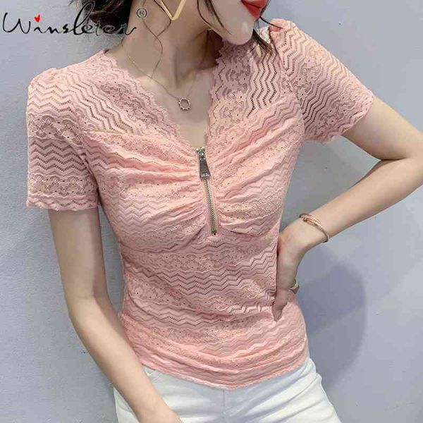 women's t-shirt summer european clothes lace fashion solid v-neck zipper women short sleeve bottoming shirt tees t14711a, White
women's t-shirt summer european clothes lace fashion solid v-neck zipper women short sleeve bottoming shirt tees t14711a, White