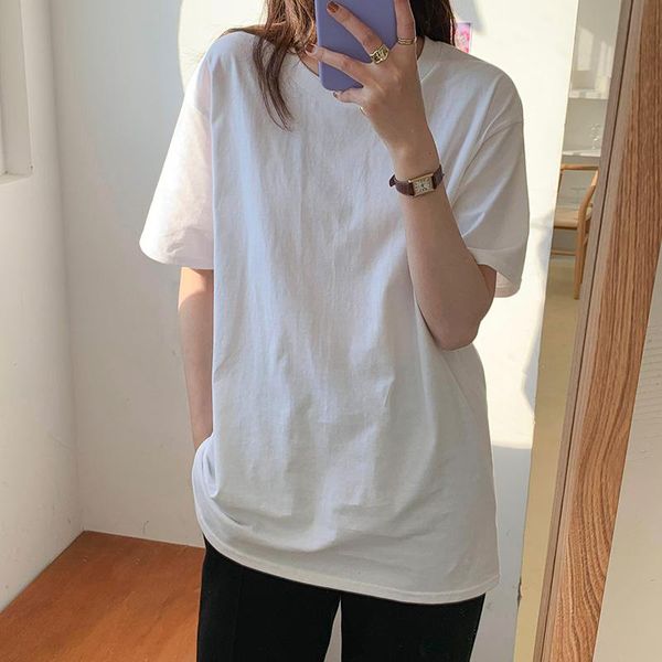women's t-shirt pure cotton o-neck mid-length solid women short-sleeved korean style loose plus size woman simple white tees
women's t-shirt pure cotton o-neck mid-length solid women short-sleeved korean style loose plus size woman simple white tees