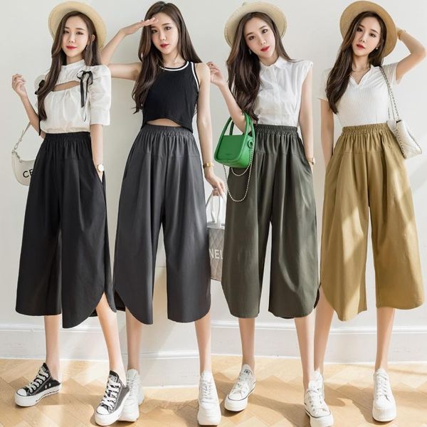 women's pants & capris korean style casual high waist women spring summer loose wide leg female streetwear fashion cropped trousers, Black;white
women's pants & capris korean style casual high waist women spring summer loose wide leg female streetwear fashion cropped trousers, Black;white