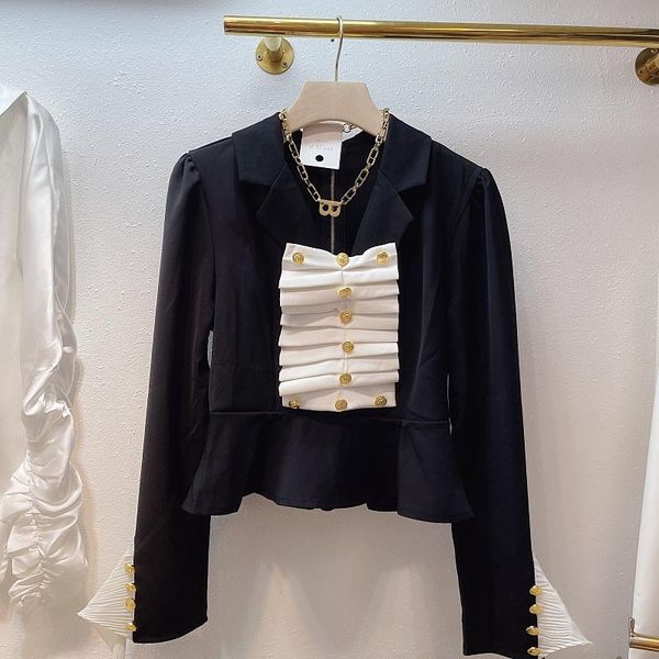 women's suits & blazers women and jackets 2021 autumn short stitching retro waist controlled suit lady zipper long sleeve casual croppe, White;black
women's suits & blazers women and jackets 2021 autumn short stitching retro waist controlled suit lady zipper long sleeve casual croppe, White;black
