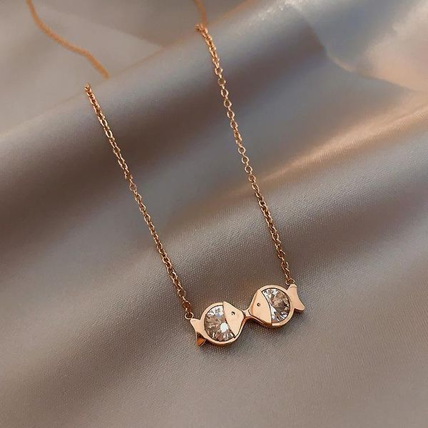 pendant necklaces 316l stainless steel fashion fine jewelry zircon kissing fish charms chain choker collier & pendants for women, Silver
pendant necklaces 316l stainless steel fashion fine jewelry zircon kissing fish charms chain choker collier & pendants for women, Silver