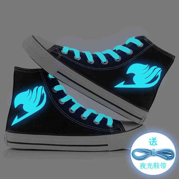 anime goblin's tail blue luminous couple high canvas shoes casual korean men's and women's cloth, Black;white
anime goblin's tail blue luminous couple high canvas shoes casual korean men's and women's cloth, Black;white