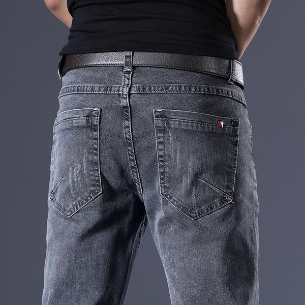 men's jeans men grey fashion casual classic style slim fit soft trousers male brand advanced stretch pants, Blue
men's jeans men grey fashion casual classic style slim fit soft trousers male brand advanced stretch pants, Blue