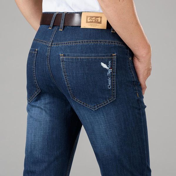 men's jeans stretch thin high-rise loose straight-leg spring summer business casual pants male high-end brand denim trousers, Blue
men's jeans stretch thin high-rise loose straight-leg spring summer business casual pants male high-end brand denim trousers, Blue